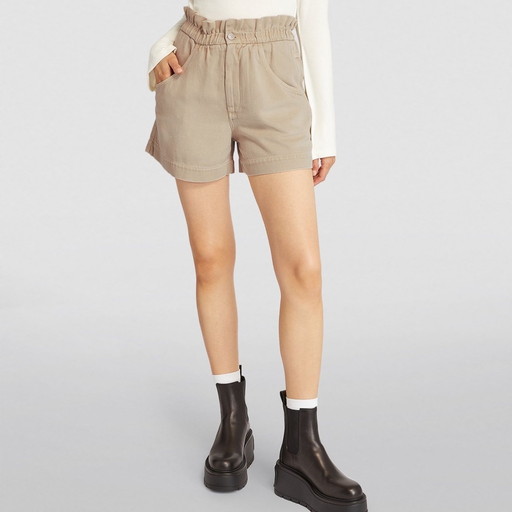 Paperbag Waist Women's Shorts in Taupe